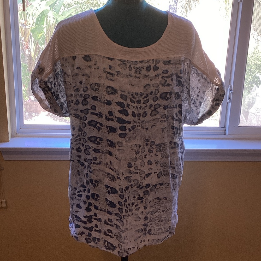 Elegant Blue and White Women's Blouse